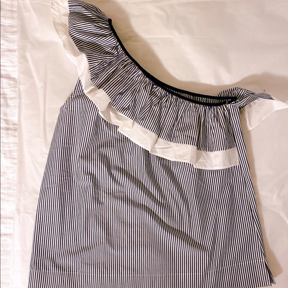 J Crew One Shoulder Striped Blouse